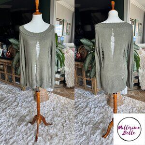 Shae Shredded Olive Green Top